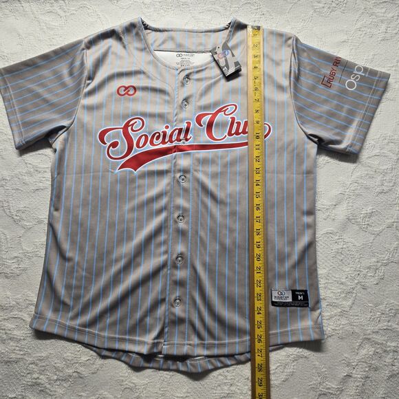 Wooter Apparel Social Club Striped Baseball Jersey Men Medium Sports Athletic - Picture 4 of 5